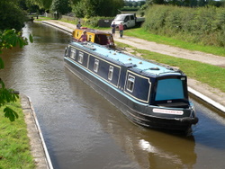 Cruising the 6 berth canal boat down the Llangollen canal.