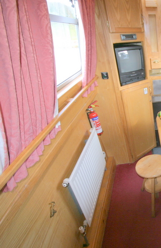 Central heating is provided on the canal boat.