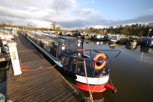 The single beds on board the canal boat.