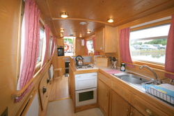 The galley or kitchen on the canalboats.