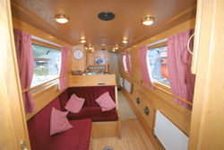 The lounge on the canal boat.