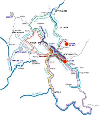 Gayton and return canal boat holiday route