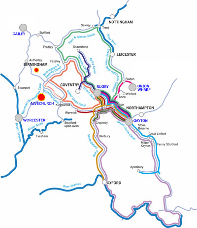 Birmingham & Return Canal Boat Holiday route
